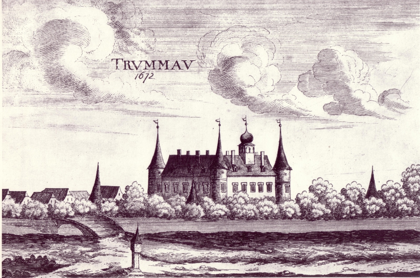 Historical engraving of Schloss Trumau from 1672