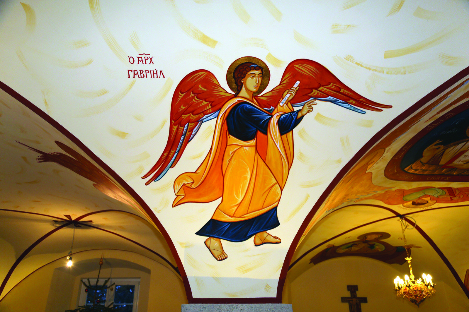 Fresco of an archangel in the chapel vault